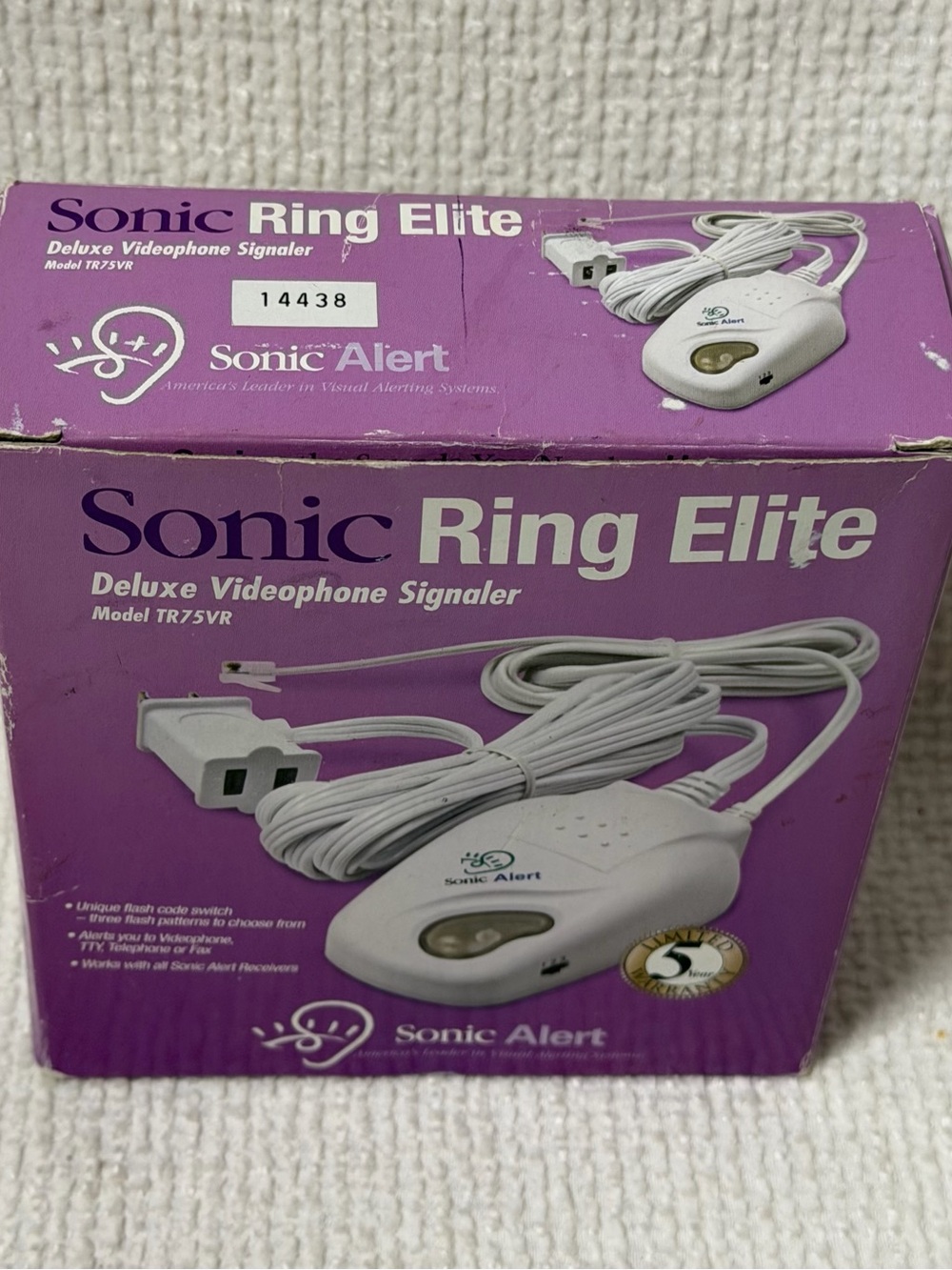 Sonic Ring Elite Deluxe videophone Signaler Flasher TR-75VR Hearing Impaired NIB - Picture 3 of 3